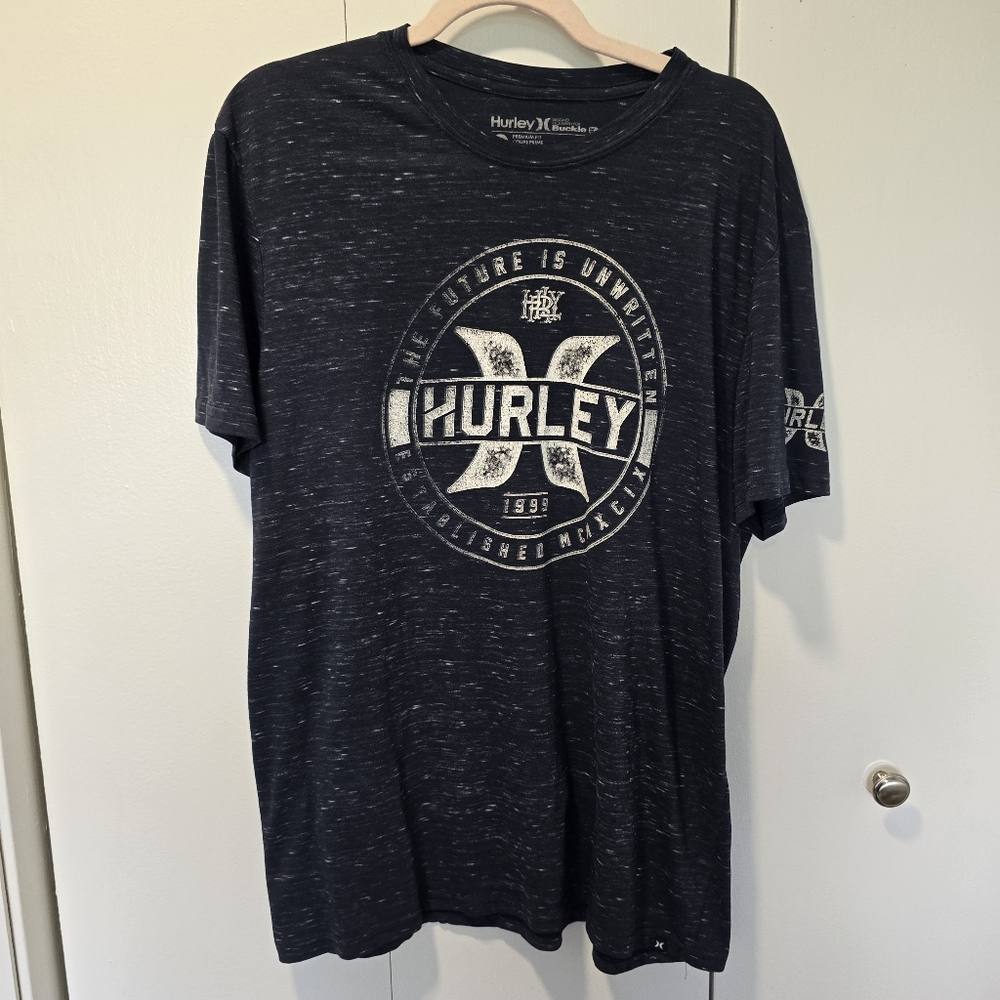 Hurley Men's Heathered Navy Graphic T-Shirt For The Buckle Size L